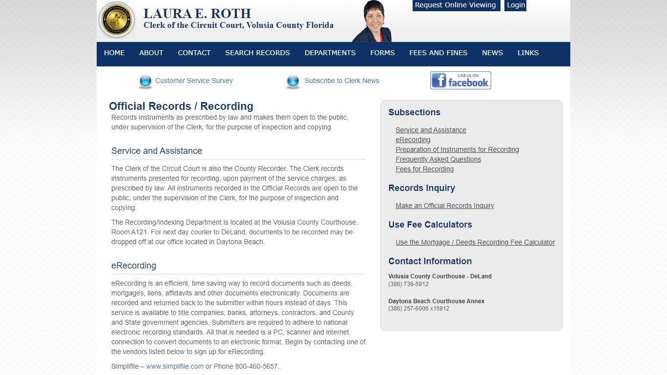 LAURA E. ROTH | Clerk of the Circuit Court, Volusia County ...